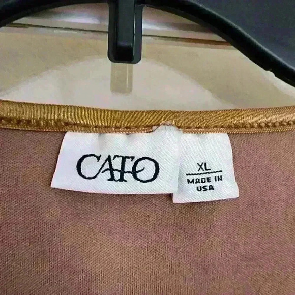 Cato Lace Bronze Colored Long Sleeve Blouse Size XL Casual Formal Office Wear - Picture 6 of 8